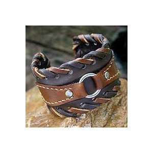  NOVICA Leather cuff bracelet, Western Jewelry