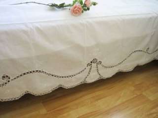   Tatting Lace Flower Embroidery Cotton 3 Pieces Bed Set White  