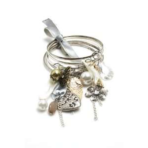   Rock Various charms Bangle, Heart, Flower, Angel Wings, Pearl charms