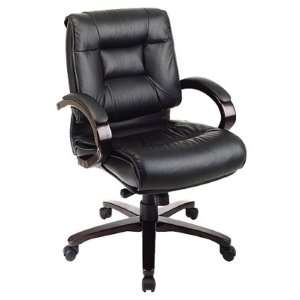 Deluxe Mid Back Executive Chair With Wood Arms 
