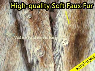 Womens Bear Ear Hooded Cute Tail Faux Fur Winter Warm Coat Outerwear 