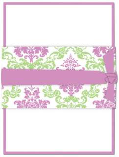 100)Lilac Green Damask Wedding Invitation Kit DIY  