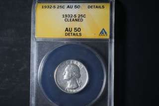 1932 S ANACS AU ++ Silver Quarter Key Date #2227  