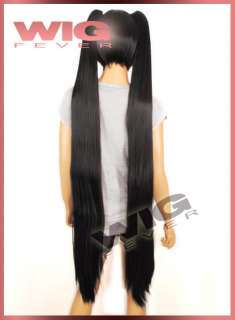 Short Black Anime Cosplay Wig + 2 X Ponytails  