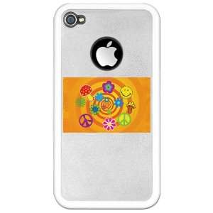  iPhone 4 Clear Case White 70s Spiral Peace Symbol 