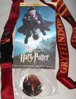 Harry Potter Gryffindor Universal Studios Exclusive Pin, Landyard & 3D 