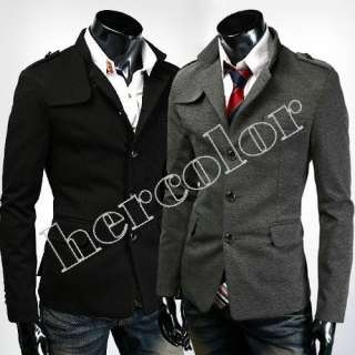 New Mens Fashion Slim Fit TOP Designed Coat Jacket Black Gray M L XL 