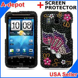 Butterfly Bling Case Cover HTC Inspire 4G ATT Accessory  