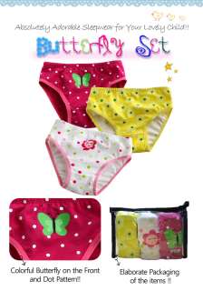   Toddlers Girl 3 pack of Underwear Briefs Pantie Set Butterfly Set