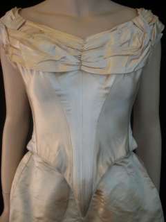 Charles F. Worth 1880s Paris France Victorian Cream Silk Gown  
