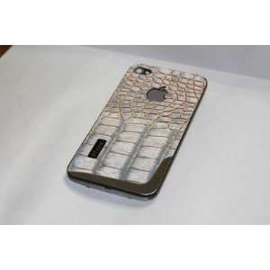  iphone 4s/4 snakeskin w/silver trim back cover door 