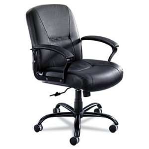  New   Serenity Big & Tall Mid Back Chair, Black Leather 