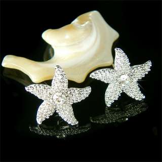 Swarovski Crystal ~STARFISH Bridal Beach Wedding Marine Star Post 