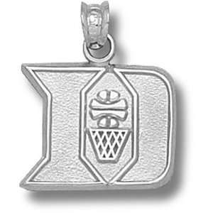 Duke University Iron D Basketball 1/2 Pendant (Silver 