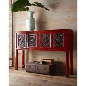  Antique Red Wooden Console