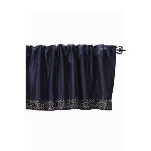  Embroidered Floral Valance 17lx40w Oxford Blue