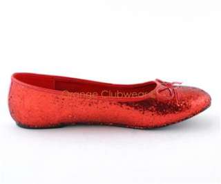 PLEASER Star 16G Womens Cute Red Glitter Flats Shoes  