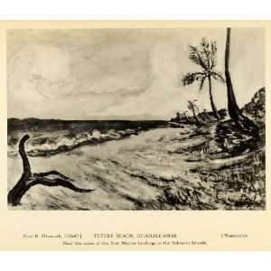 com 1944 Print Tetere Beach Guadalcanal Solomon Islands World War II 