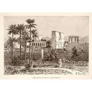 1890 Wood Engraving Philae Island Egypt Ancient Temple Architecture 