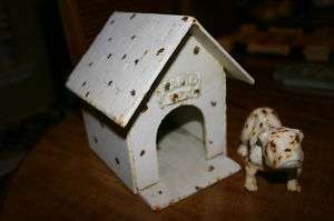 Cast iron Dog and Doghouse Bulldog Shabby Style Finish  