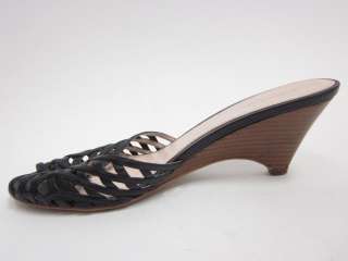 CALVIN KLEIN Black Leather Open Toe Slides Shoes Sz 8.5  