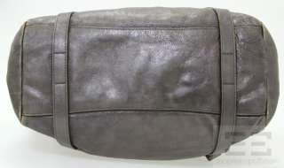 Prada Pewter Metallic Leather Tote Handbag  