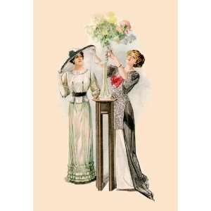  Lady Arranging Flowers 12x18 Giclee on canvas