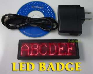 New Programmable Red LED Name Badge Tag Sign Display  