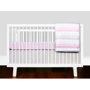  Olli & Lime logan 3 Piece Crib Bedding Set, Pink/White 