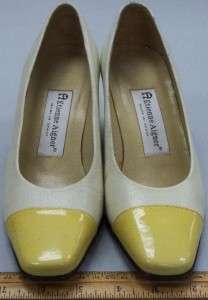 Etienne Aigner Womens Shoes Heels Pumps White/Yellow Sz 6M  Trendy Cap 