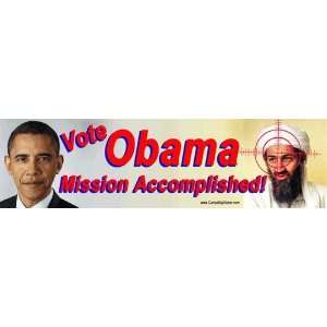  Obama   Mission Accomplished Pro Obama Mini Sticker (With Osama Bin 