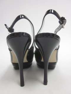 ou are bidding on a pair of GUESS Black Patent Leather Peep Toe 