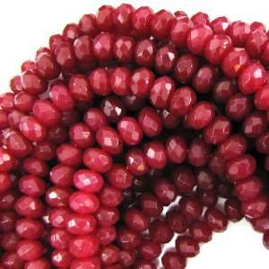  6mm faceted ruby red jade rondelle beads 8 strand