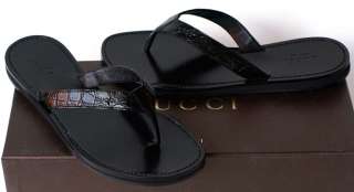 GUCCI New Womens Flats Thong Shoes Sandals sz 37   7.5 Auth Black Flip 