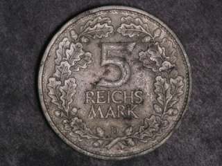   Reichsmark Rhineland Silver Crown VF, lightly corroded surfaces