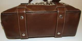 Michael Kors Bedford Monogram Jacquard Satchel Bag Purse Handbag Mocha 