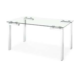  Modern Glass Executive Desk with Stainless Steel Legs 