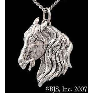 Horse Necklace, 14k White Gold, 20 Silver Box Chain, Horse Animal 