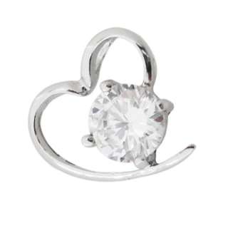 Lovely open heart hugging a 1.46ct CZ in .925 Sterling Silver. This 