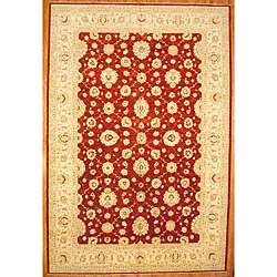   Hand knotted Oushak Red/ Ivory Wool Rug (12 x 179)  