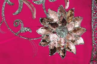 Bollywood Heavy Sequin Embroidery Sari Saree Dress Home  
