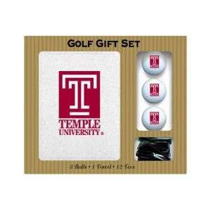 Temple Owls Screen Printed Towel, 3 balls and 12 tees gift set  