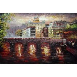  Paris Seine Bridge at Night Oil Painting 24 x 36 inches 