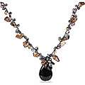 Black Agate, FW Pearl and Smokey Quartz Necklace (4 9 mm 