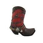 Western Red Cowboy Boot Coin Bank Studded Horse Outline