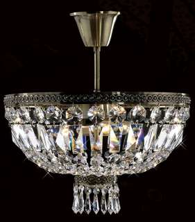 Antique Brass Semi Flush Mount Crystal Light Chandelier  