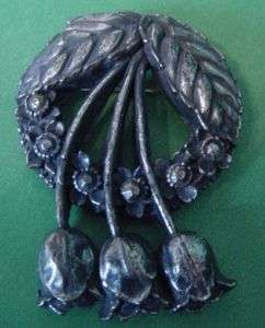 Vintage A. J. Goodman & co. Silver Tulip Wreath Pin  
