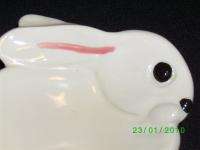 Vintage Ceramic White Easter Bunny Candy Dish  