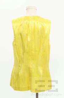 Tory Burch Yellow And Silver Silk Sleeveless Top Size 14  