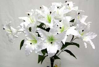 14 Artificial WHITE TIGER LILY Wedding Bouquet Flowers  